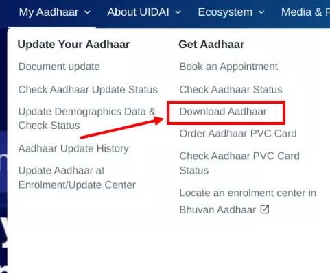 e Aadhar Download -ई आधार कैसे डाउनलोड करें ?