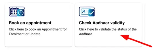 Check Adhaar Validity Option