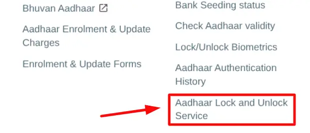 Choosing Adhaar Lock Option