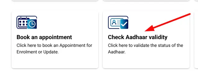 Choosing Adhaar Validity Option