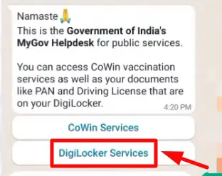 Choosing DigiLocker Services Option