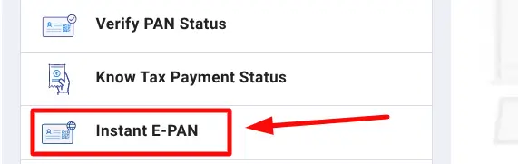 Choosing Instant e PAN Option